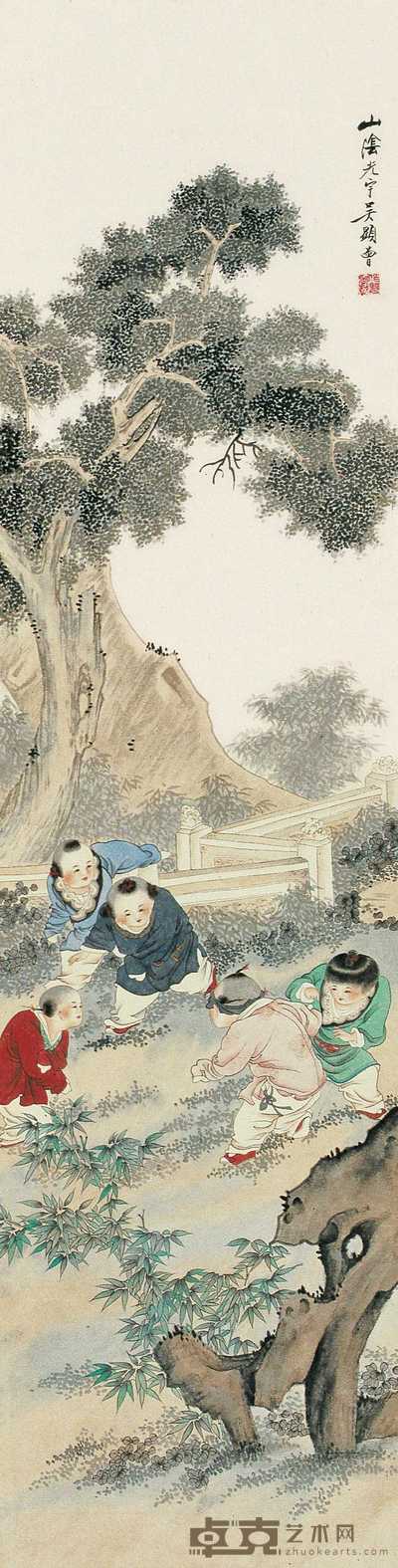 吴光宇  婴戏图 立轴 127×32cm